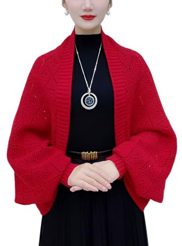 Damen Eleganter Schal Offene Vorderseite Weicher Strickschal Poncho Mit Langen Ärmeln Warmer Cardigan Schal Strickumhang Multifunktionstuch Lässiger Umhang Kopftuch Herbst Winter Damen