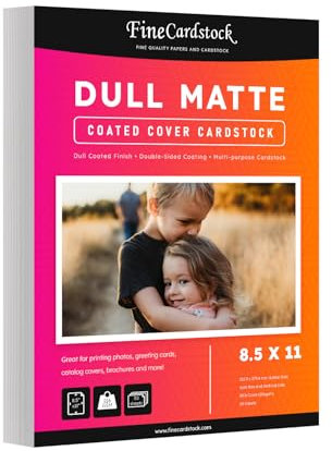 Dull 80lb Cover Digital Low Gloss Cardstock, Double Sided C2S, Coated, Perfect for Color Laser Printing, Design Proposals, Business Cards, Flyers, Brochures | Matte Finish | 8.5 x 11 | 50 Sheets