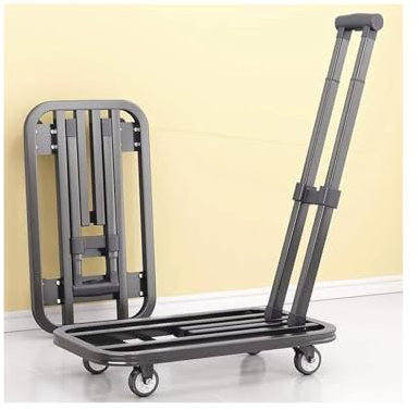 NJDQFA Plattformwagen, Transportwagen, Plattformwagen Mit 360° Schwenkbaren Rädern, Klappbar, Geeignet Für Den Transport Von Gepäck Und Büromaterial,D 4 Wheel 60cm/23.6″ 300kg
