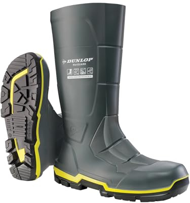 Dunlop MetGuard S5 Wellington Boot - Unisex, Antistatisk och lätt, Kemiskt resistenta arbetsstövlar med stålhätta, Acifort, Mörkgrå/Svart - EU 48, UK 13, Mörkgråsvart, 13 UK