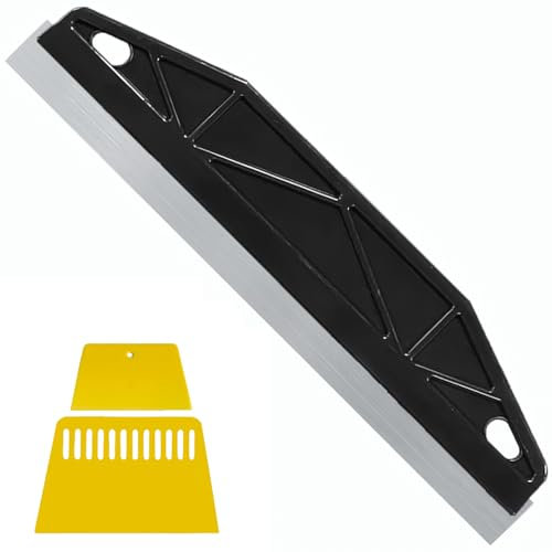 Herramienta de corte de acero inoxidable de 30 cm para pintar – Protector de pintura negro con 2 protectores amarillos para bordes, reparación de paredes y protección antimanchas de papel tapiz