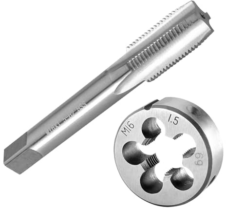 Teocpai Jeu de Tarauds et Filières M16 x 1.5 mm Taraud à Vis avec Filetage Rond pour Réparation D'écrous, De Boulons