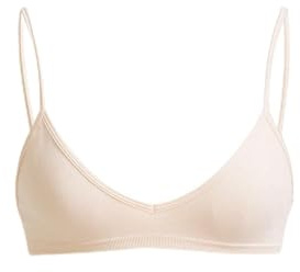 SweatyRocks Women's Triangle Bralette Plunge Bra V Neck No Padded Sleep Bra | Sexy Bralette, V Neck Bra, Spaghetti Strap Bra, Wireless Bra, Eeveryday Bras, Apricot, Small