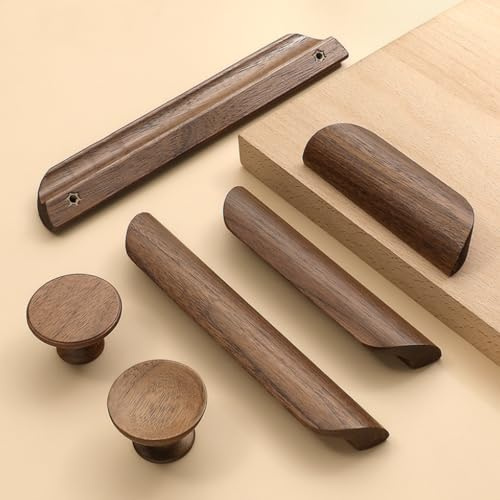 HY HUIJUN 2 Stück Holzgriffe Küchenschränke,Holz Griffe Möbel,Stoßgriff,Türgriff Schrankgriff Schubladengriff für Schubladen Schrank,Frisiertisch