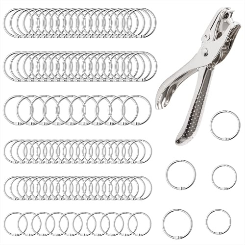 Binder Ringe 100 Stück Metall Buch Ringe 20mm 25mm Heftringe Binderinge mit Lochzange für Loseblatt Fotoalbum Scrapbook Album Handwerk Papier Karten