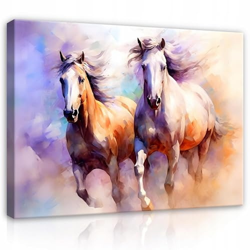 WallArena Leinwand Bilder 100x70 cm | Pferd, Leinwandbilder, Bild auf leinwand, Format: 100x70 cm (BxH) - einteilig auf Canvas Leinwand. Das Leinwand