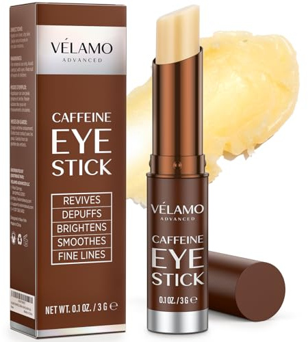 VELAMO ADVANCED Caffeine Eye Stick: Energizing & Hydrating Under Eye Balm for Dark Circles & Puffiness - Travel Essentials, Portable & Perfect for On-the-go Use 3g