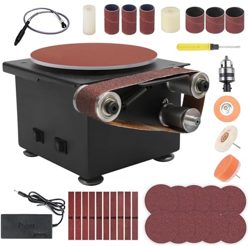 Electric Belt Disc Sander with Adjustable Speed for DIY Woodworking, Metal Knife Making, Crafts, and Jewelry