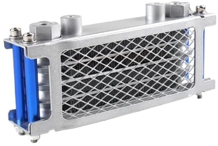SWVYDC Radiatore dell'olio Motore Radiatore in Alluminio per Moto Fuoristrada, radiatore Olio, Macchina per Travi piegatrici per Bici 50-160 CC Kit Radiatore Motore(Silver)