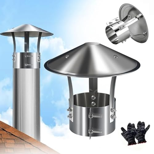 Cappello Per Camino Cappa 75 100 110 125 130 200mm Terminale Canna Fumaria, Tappo Antipioggia In Acciaio Inox Per Camino, Comignolo Per Tetto(240mm/9.5in)