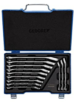 GEDORE Maulschlüssel-Satz mit Ringratsche, umschaltbar, Set 12-tlg, SW 8-19 mm, abgewinkelt, Schraubenschlüssel, 7 UR-012