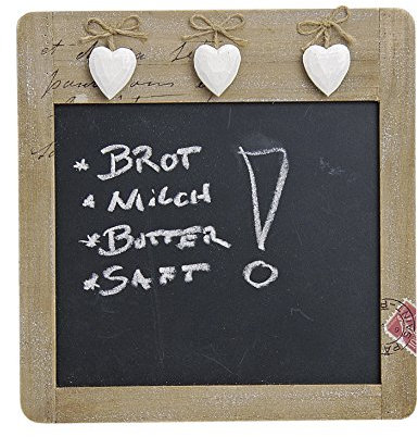 Küchentafel im Landhaus-Stil mit Herzen | Memo-Tafel in Braun & Weiß für die Küche | Kreide-Tafel zur Organisation & Erinnerungen im Haushalt | ideal für Restaurants oder Veranstaltungen geeignet