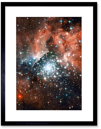 Wee Blue Coo HUBBLE SPACE TELESCOPE STAR CLUSTER BURSTS INTO LIFE FRAMED ART PRINT B12X2422