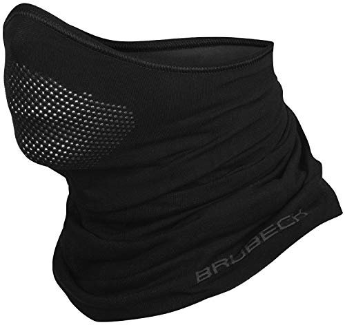 BRUBECK X-Pro Halbe Sturmhaube | Herren | Damen | Klimaregulierend | Gesichtsmaske | Sturmmaske | Funktionskleidung | Atmungsaktiv | Anti-allergisch | Antibakteriell (Schwarz, S - M)