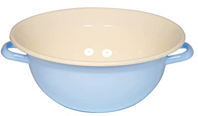 Riess, 0297-006, Weitling 32, CLASSIC - BUNT/PASTELL, Farbe Blau, Durchmesser 32 cm, Höhe 13.3 cm, Inhalt 6 Liter, Emaille, Schüssel mit 2 Griffen