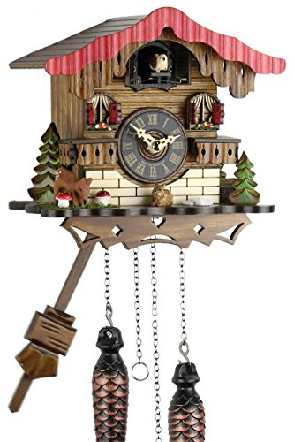 Eble Kuckucksuhr Kuckuckuhr Echtholz NEU batteriebetriebenes Quartzwerk Kuckuckruf Waldhaus 20cm- 24747