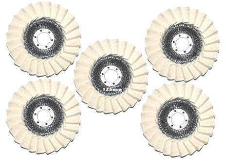 5 Stück 125mm Filz Polierfächerscheibe 22.23mm Polierscheibe Glanz Polier Scheibe.