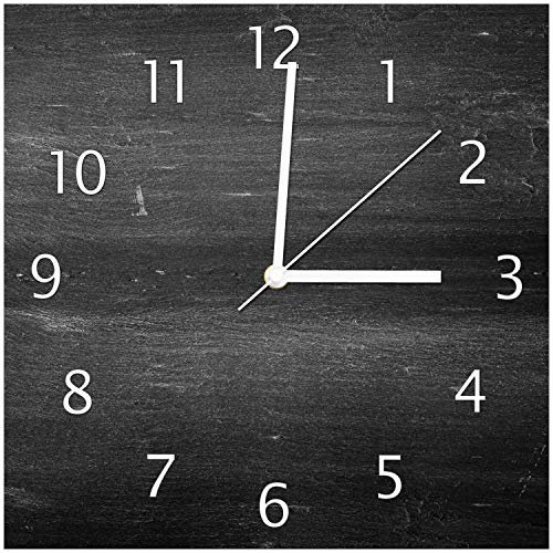Wallario Design-Wanduhr Dunkler schwarzer Stein - Muster - Steinoptik aus Glas, Motiv-Uhr Größe 30 x 30 cm, weiße Zeiger