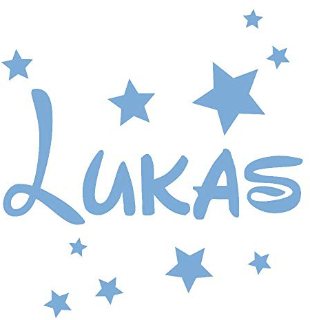 timalo® Wandtattoo mit Namen für Kinder – inkl. Sterne – personalisierbar für Jungen und Mädchen | 73077b-lichtblau-40cm-20sterne