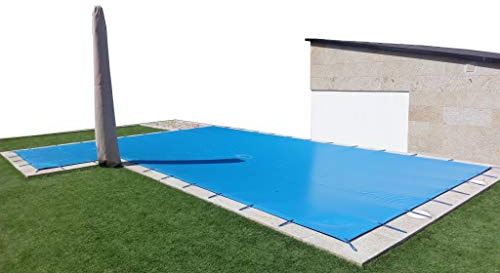 INTERNATIONAL COVER POOL Toldo de Invierno para Piscina 5 x 3m más 15 cm por Cada Lado para Anclaje (5,3 x 3,3m) de Color Azul (Exterior) / Negro (Interior) + Saco de Almacenaje de Regalo