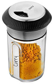 GEFU X‑PLOSION® Kräuter‑ & Gewürzstreuer | Grob/Fein‑Streuung, luftdichter Deckel & Etiketten | Glas‑Korpus & Edelstahldesign