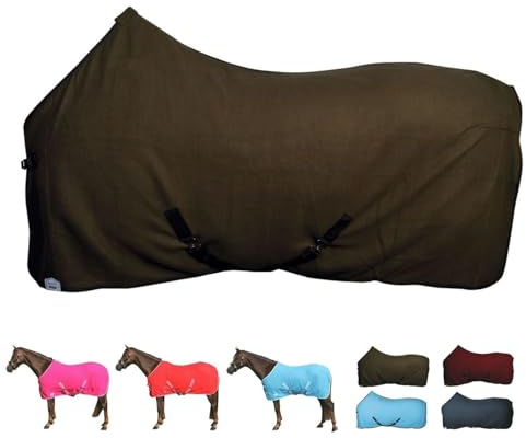 netproshop Basic Pferde Abschwitzdecke mit Kreuzbegurtung Fleece Qualität Gr. 105-155, Groesse:145, Farbe:ArmyGreen