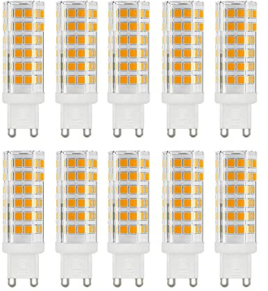 BANGSHUO 10 Pizze Lampadine LED G9 9W Risparmio Energetico 90W Equivalente Lampada Alogena G9 LED 360° Angolo Fascio AC220-240V 900LM Bianco Caldo 3000K per Camera da Letto Soggiorno Cucina