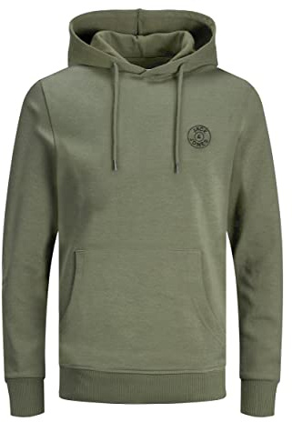 JACK & JONES Jjebasic Logo Hood Sweat À Capuche Homme, Vert (Dusty Olive), M (EU)