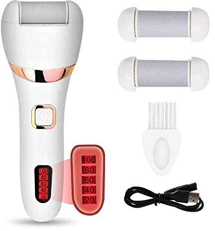 FGHSD Lima para pies eléctrica Profesional removedor de Callos eléctrico USB Recargable Ipx7 a Prueba de Agua con 3 Cabezales de Rodillos Gruesos para Piel Muerta, Dura y Agrietada, Callos