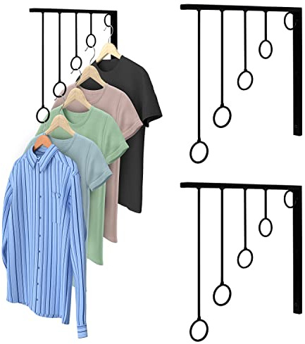 BELLE VOUS 3 Pak Muurgemonteerde Metalen Kleding Rekken - 30,5 x 28,5 cm Industriële Kleding Hanger Rails - Zware Kwaliteit Ruimtebesparende Kleding Opslagrekken