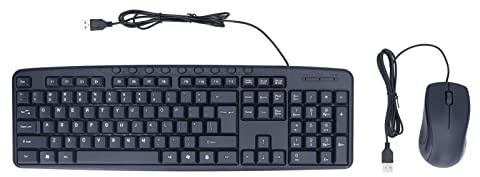 Tiiyee Wired Keyboard and Mouse Combo, Ergonomic 113 Keys USB Desktop Set | Full Size Plug and Play Set, 1000DPI Optical Mouse, Adjustable Stand Comfort Arc Keys for Multimedia Office Home PC Laptop