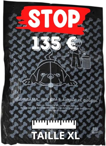 Sac XXL Caca Pour Chien | Lot de 500 Grands Sacs Noirs Recyclés | Opaques et Indéchirables | Déjections Canines | Haute Résistance | Sachets Individuels 100 Sacs à Crottes | Evitez Amende de 135 € !