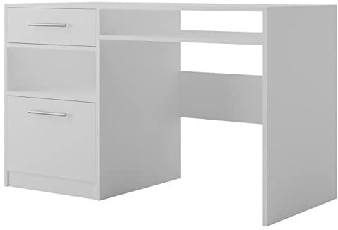 Mirjan24 Schreibtisch Bado 2, Arbeitstisch mit Schublade und Fächer, Laptoptisch, Bürotisch, Schülerschreibtisch, Kinderschreibtisch, PC-Tisch, Jugendzimmer, Kinderzimmer (weiß)