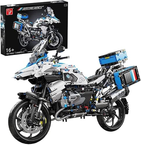 Technik Motorrad Bausteine für R1250 GS, 1:5 Supermotorrad Modell 2369 Klemmbausteine Technik Rennen Motorrad Geländemotorrad Bausatz MOC Motorrad Set Kompatibel mit Lgo Technic