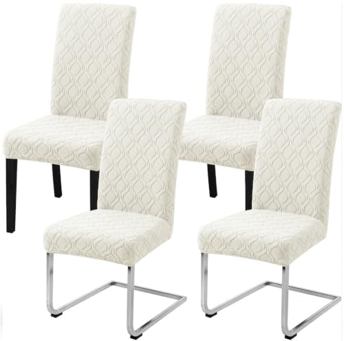 LANSHENG Stuhlhussen 4er Set, Waschbarer Stuhlhussen Schwingstühle, Beige | Stretch Stuhlhussen Schwingstühle, Universal Hussen für Stühle, Küchen, Restaurants und Hotels