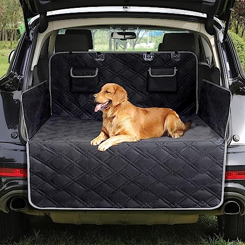 CALIYO Kofferraumschutz Hund mit Seiten- und Ladeschwellenschutz | Hundedecke Auto wasserdichte & Kratzfeste | Abwischbarer Oberfläche und Universell Einsetzbare Kofferraummatte(Schwarz)