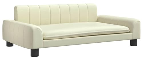 vidaXL Hundebett, Hundekissen mit weicher Polsterung, Hundesofa Hundecouch für kleine Hunde Haustiere, Haustierbett Katzenbett, Creme Kunstleder