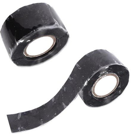 2 Rollen Selbstverschweißendes Silikonband, Isolierband Hitzebeständig Reparaturband Wasserdicht Dichtband Selbstklebend 2.5mm x 3m für wasserdichte Reparaturen, elektrische Anschlüsse -Schwarz