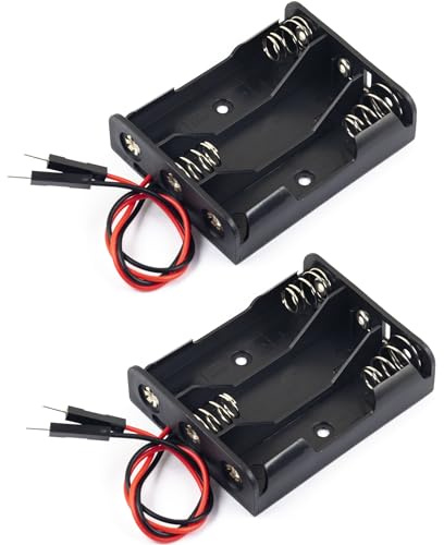 risingsaplings 2pcs 3X 1.5V 3 AA Battery Holder with Male Pins 4.5V 3AA Battery Holder with Wire Leads Easy for Breadboard