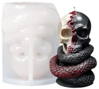 Silikonformen Gießformen Halloween Totenkopf Kerzenformen zum Gießen,3D Silikonform Totenkopf Gipsformen zum Gießen,Gießformen Silikonformen Kerzen für Seife Duftkerzen Halloween Deko (A)