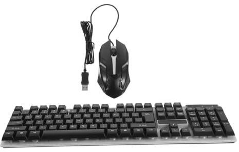 Housoutil Clavier Confort D'utilisation et Filaires Souris en ABS Noirs 104 Touches Forte Réactivité pour Accessoires Gamer PC et Bureau