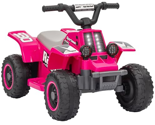 AIYAPLAY 6V Electric Car for Kids, Battery Powered Kids ATV, Quad Bike with Forward Backward, LED Headlights, for Ages 18-36 Months, Pink