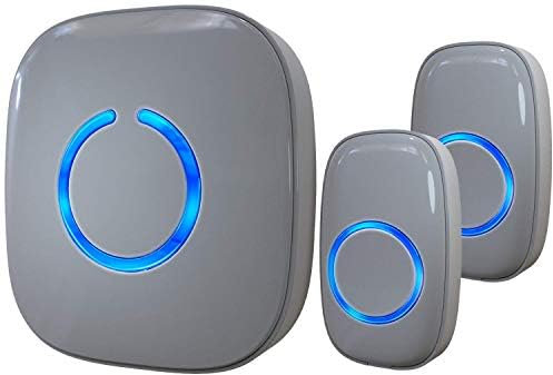 Sonnette de porte sans fil - Portée de 300 m - Étanche - Avec 2 récepteurs plug-in et 1 émetteur - 52 mélodies - Avec flash LED - Modèle CX (gris)