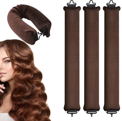 Zhenghebuy Heatless Hair Curlers 3 Pièces Bigoudis Cheveux,Boucle Sans Chaleur,Rouleau Cheveux,Heatless Curling Rod Headband,Flexi Rods Rollers Fer à Friser pour Most Hairstyles