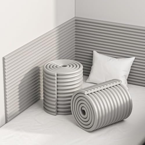 APMOE Panneau Mural Decoratif 200 cm, Panneau Coussin Mural Tete de Lit à Coller, Panneaux Muraux Rembourré pour Enfants Autistes Mousse de Protection Stickers Muraux pour Garage/Chambre(Gris,2 Pcs)
