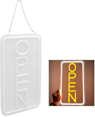 LED-Neonschild „Geöffnet“ für Unternehmen, 16,5 x 8,7 Zoll Acryl-Leuchtschilder „Geöffnet“, Werbetafel, Helligkeit einstellbar, USB-betrieben, elektrisch leuchtendes