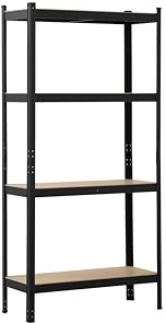 SCHULTE Regalwelt Schwerlastregal 180x90x35 cm (HxBxT) | mit 4 MDF-Böden, 120 Kg Traglast pro Boden, schwarz