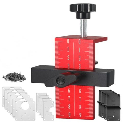 Frstem 3-in-1 Einstellbarer Schrank Tür Installations-Set: Positionierer,4x 37mm Topfscharnier-Schablone, 10x Scharnier-Reparaturplatte, inkl. 60 Nägel. Scharnier Installations-/Reparaturset