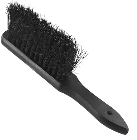Brosse de nettoyage avec manche en bois, poils de noix de coco naturels doux, brosse noire pour le nettoyage de la cheminée, 28,5 cm