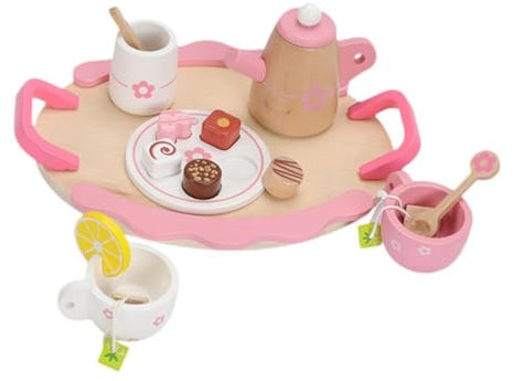 Colcolo Juego de té de Madera, Juego de Roles Fingend Toy Fingend Play Playset Princess Tea Time Jugues para Regalo de cumpleaños